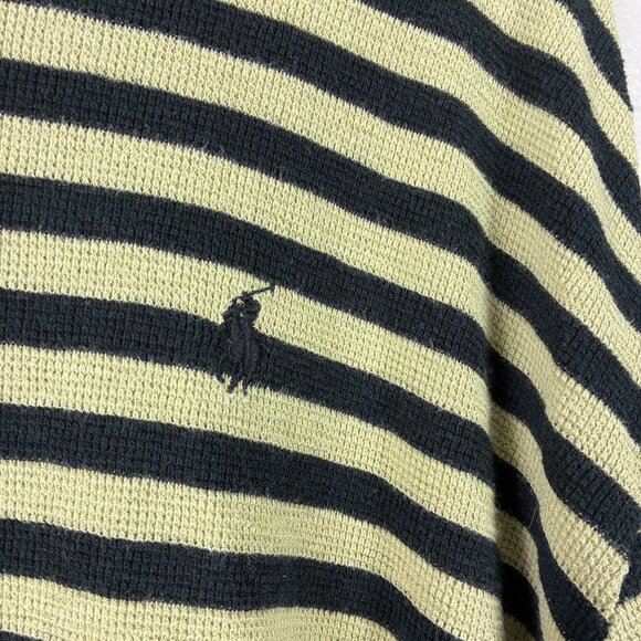 VTG Polo Ralph Lauren Striped Polo Top Green Black Size XL Preppy - Picture 2 of 6
